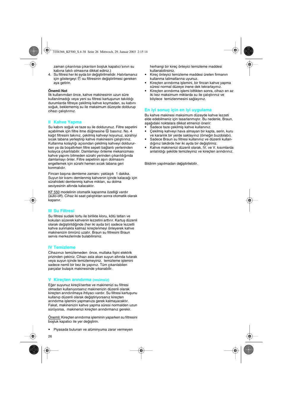 Braun KF 550 User Manual | Page 26 / 36