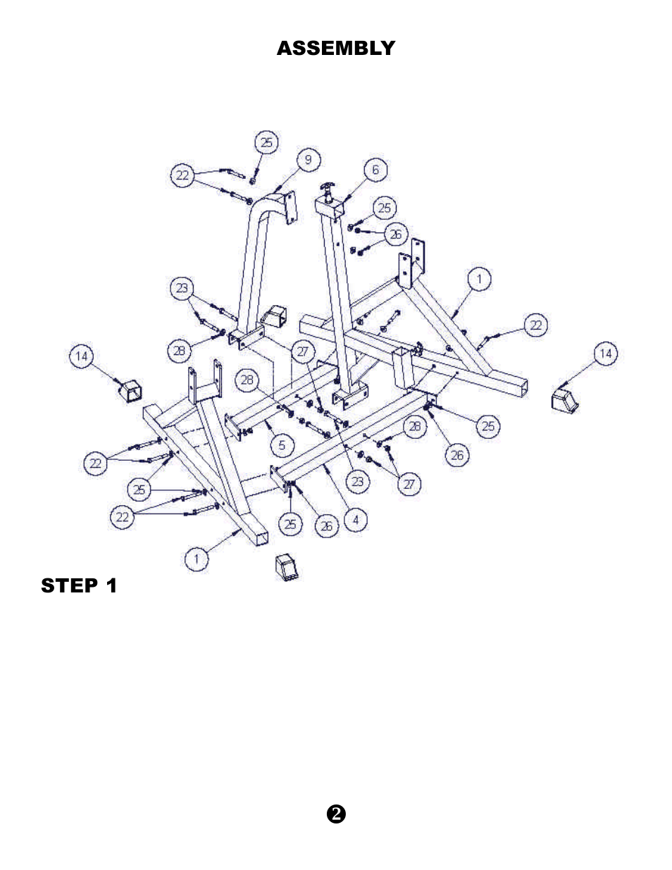 Assembly, Step 1 | Keys Fitness KPS-LSR User Manual | Page 4 / 8