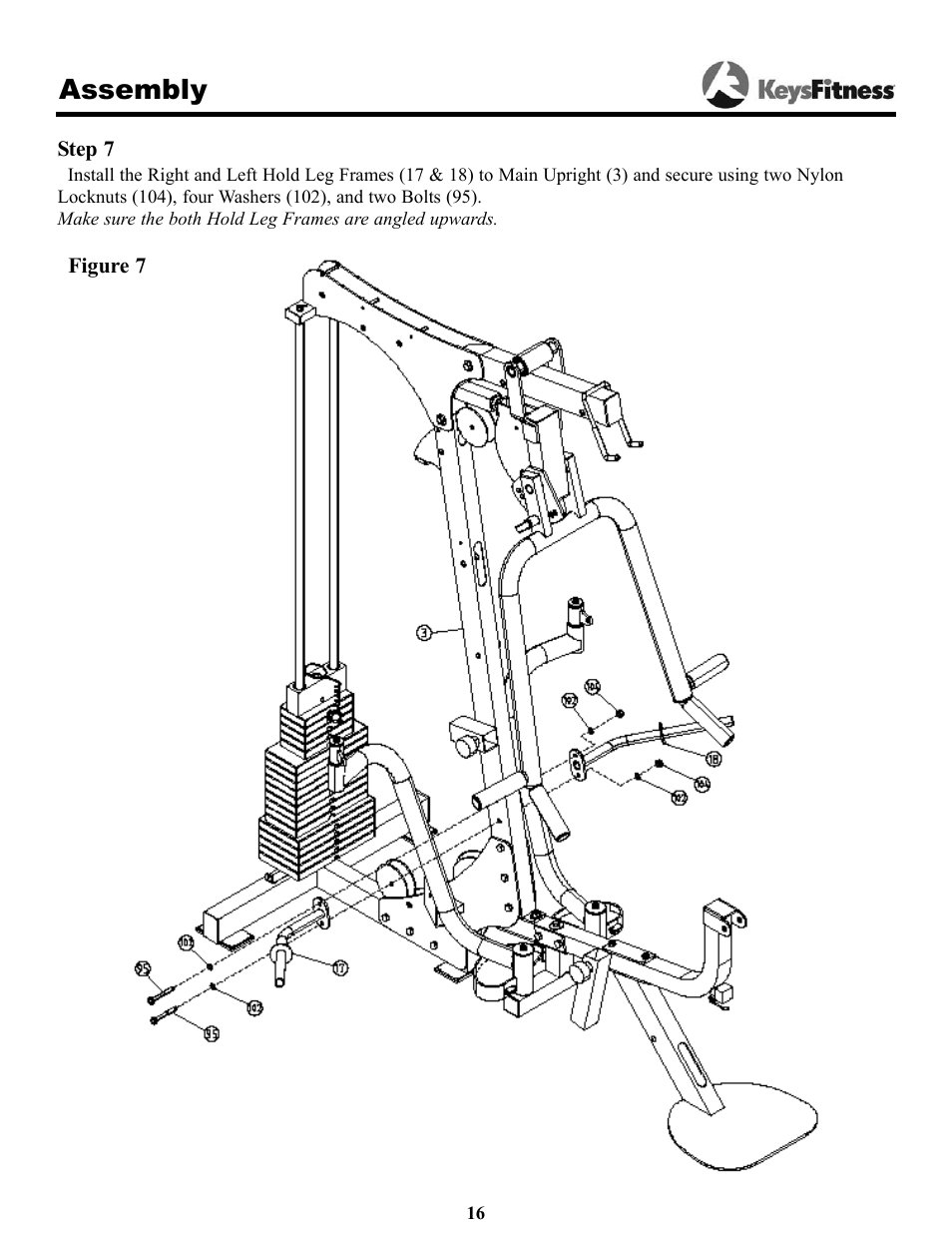 Assembly | Keys Fitness Power System 1850 User Manual | Page 16 / 34