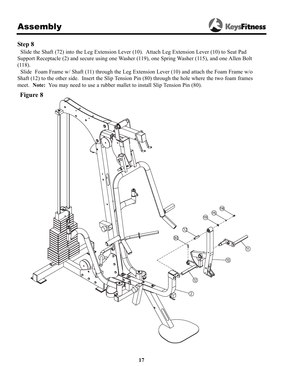 Assembly | Keys Fitness Power System 1850 User Manual | Page 17 / 34
