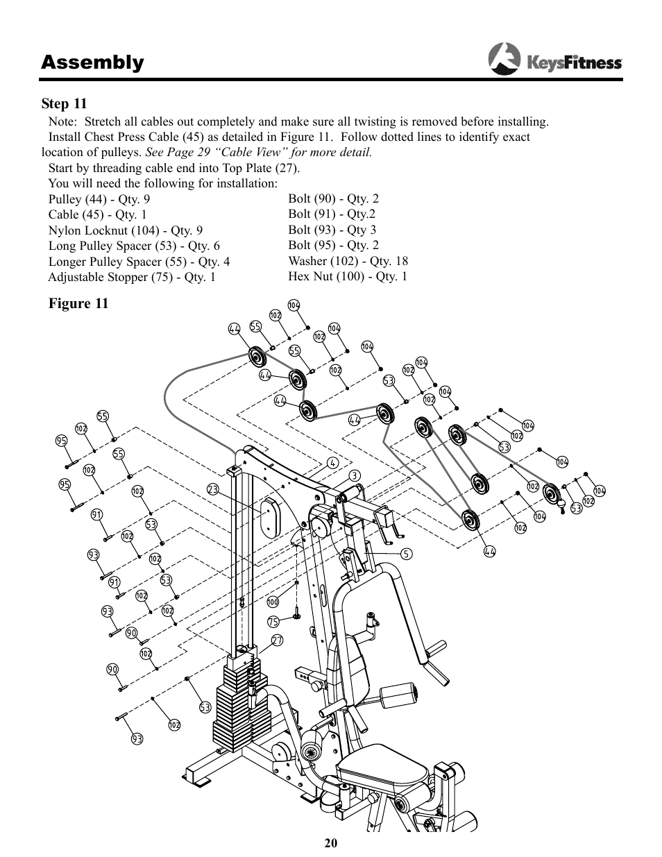 Assembly | Keys Fitness Power System 1850 User Manual | Page 20 / 34