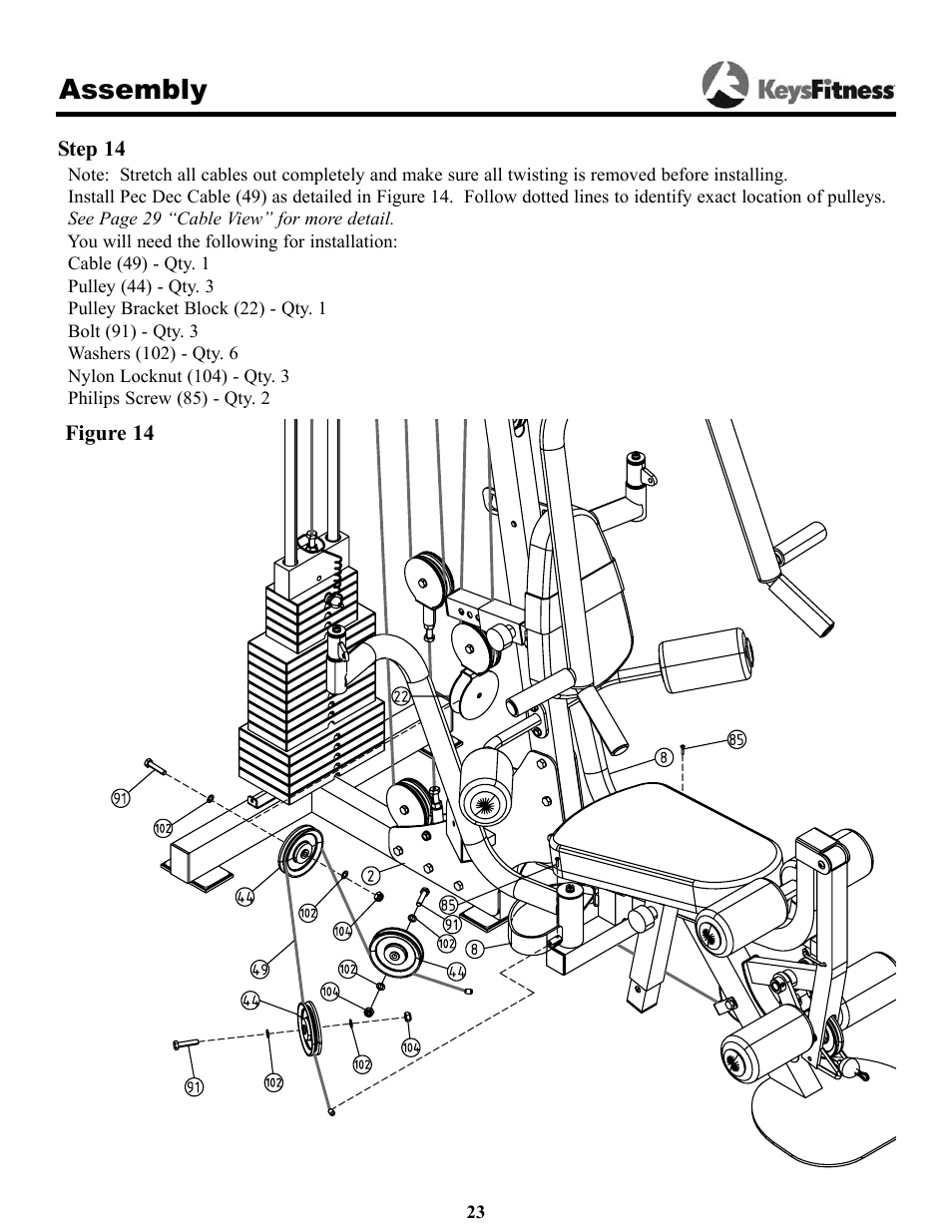 Assembly | Keys Fitness Power System 1850 User Manual | Page 23 / 34