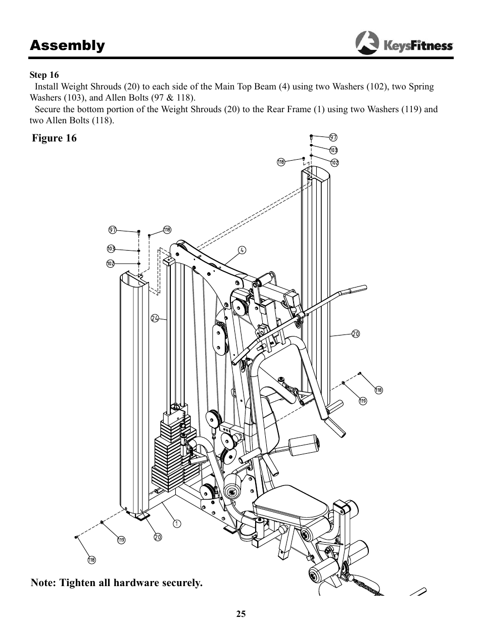 Assembly | Keys Fitness Power System 1850 User Manual | Page 25 / 34