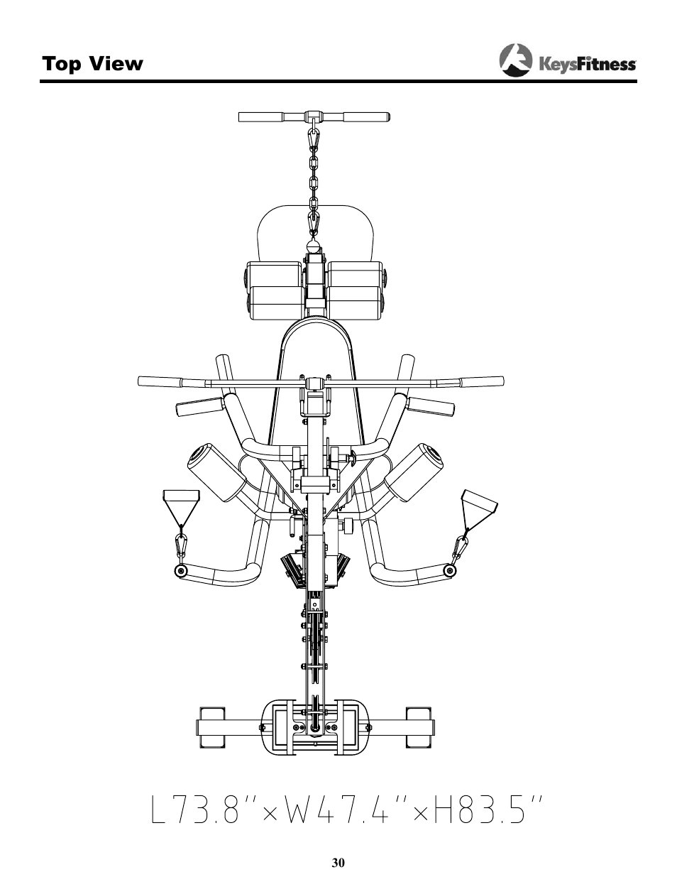 Top view | Keys Fitness Power System 1850 User Manual | Page 30 / 34