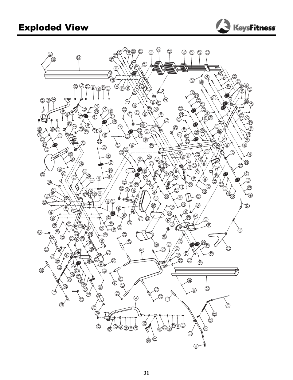 Exploded view | Keys Fitness Power System 1850 User Manual | Page 31 / 34