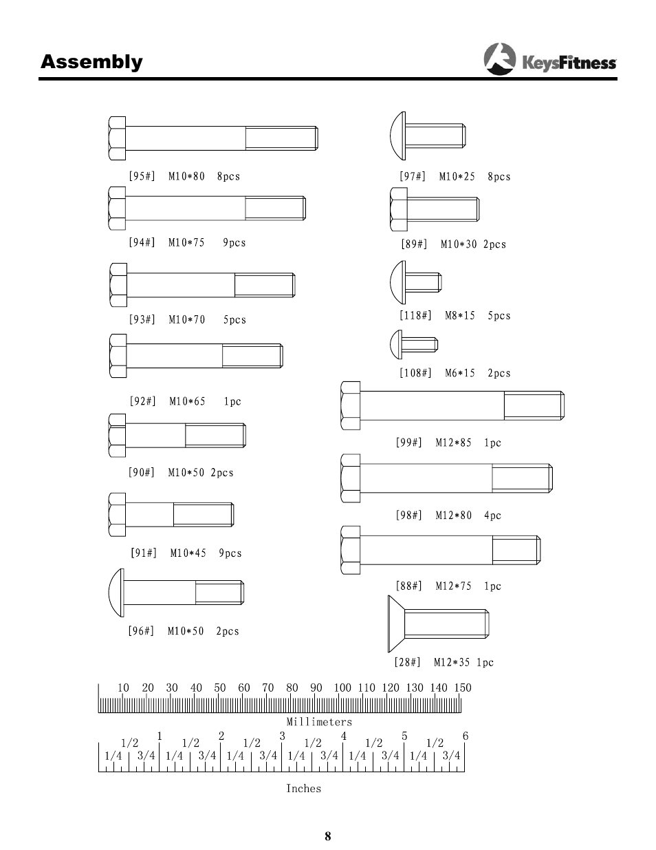 Assembly | Keys Fitness Power System 1850 User Manual | Page 8 / 34