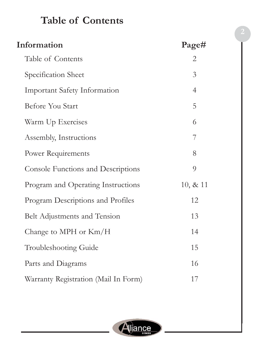 Keys Fitness Alliance 920-OB User Manual | Page 2 / 17