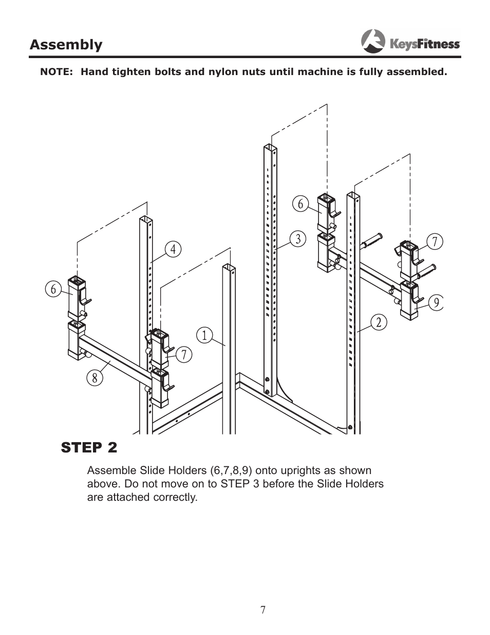 Step 2, Assembly | Keys Fitness KF-PC User Manual | Page 7 / 12