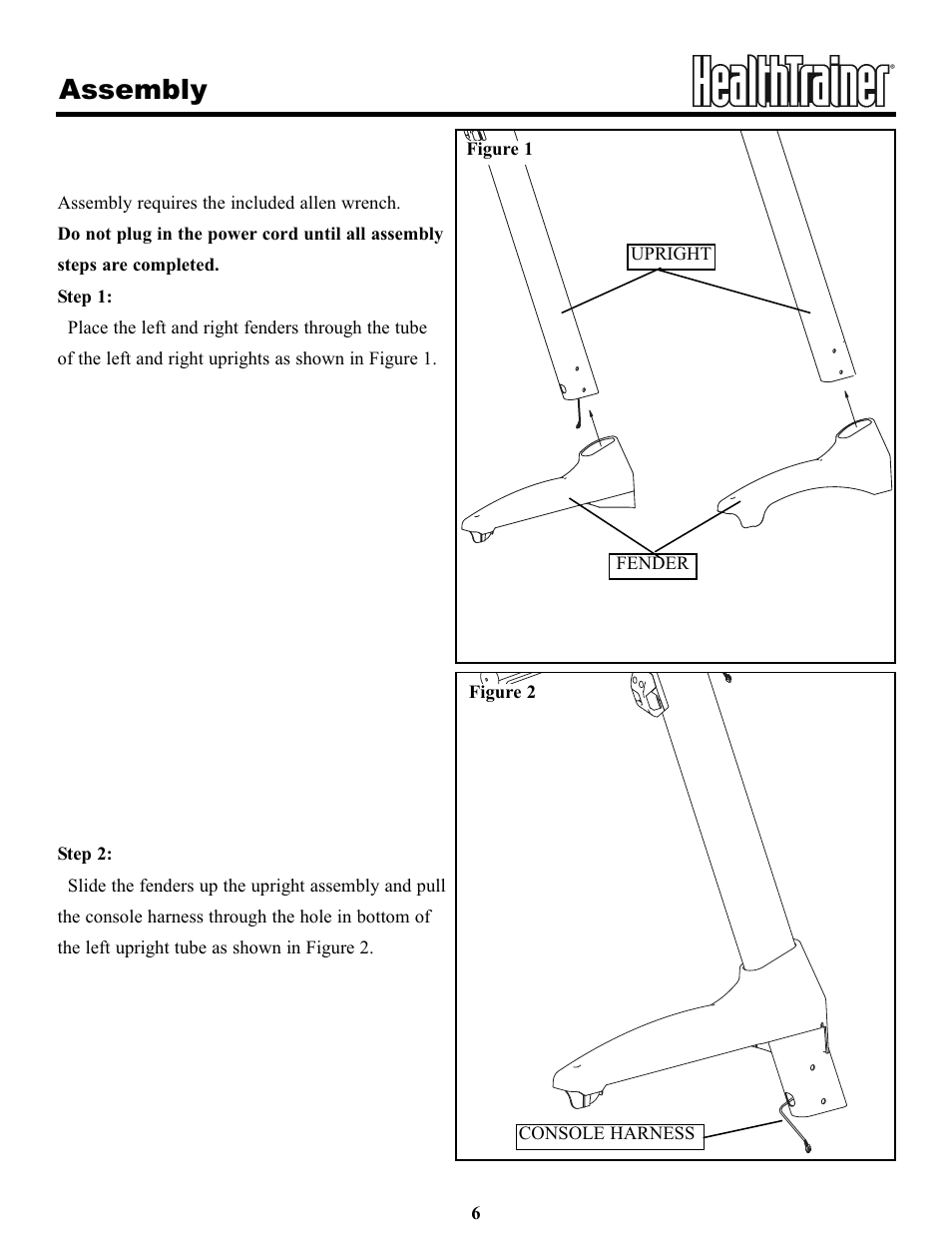 Assembly | Keys Fitness HT65T.1-CE User Manual | Page 6 / 30