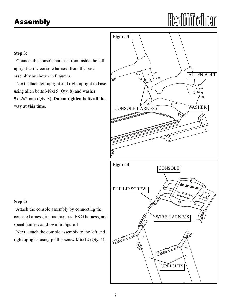 Assembly | Keys Fitness HT65T.1-CE User Manual | Page 7 / 30