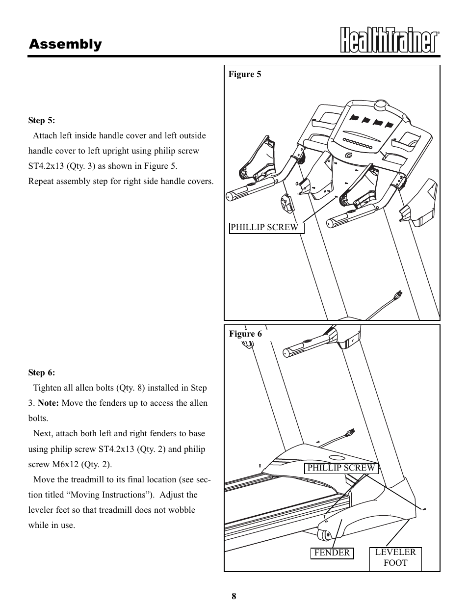 Assembly | Keys Fitness HT65T.1-CE User Manual | Page 8 / 30