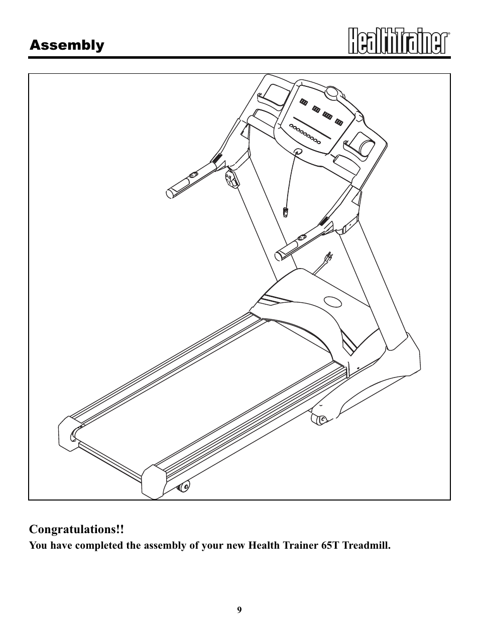 Assembly | Keys Fitness HT65T.1-CE User Manual | Page 9 / 30