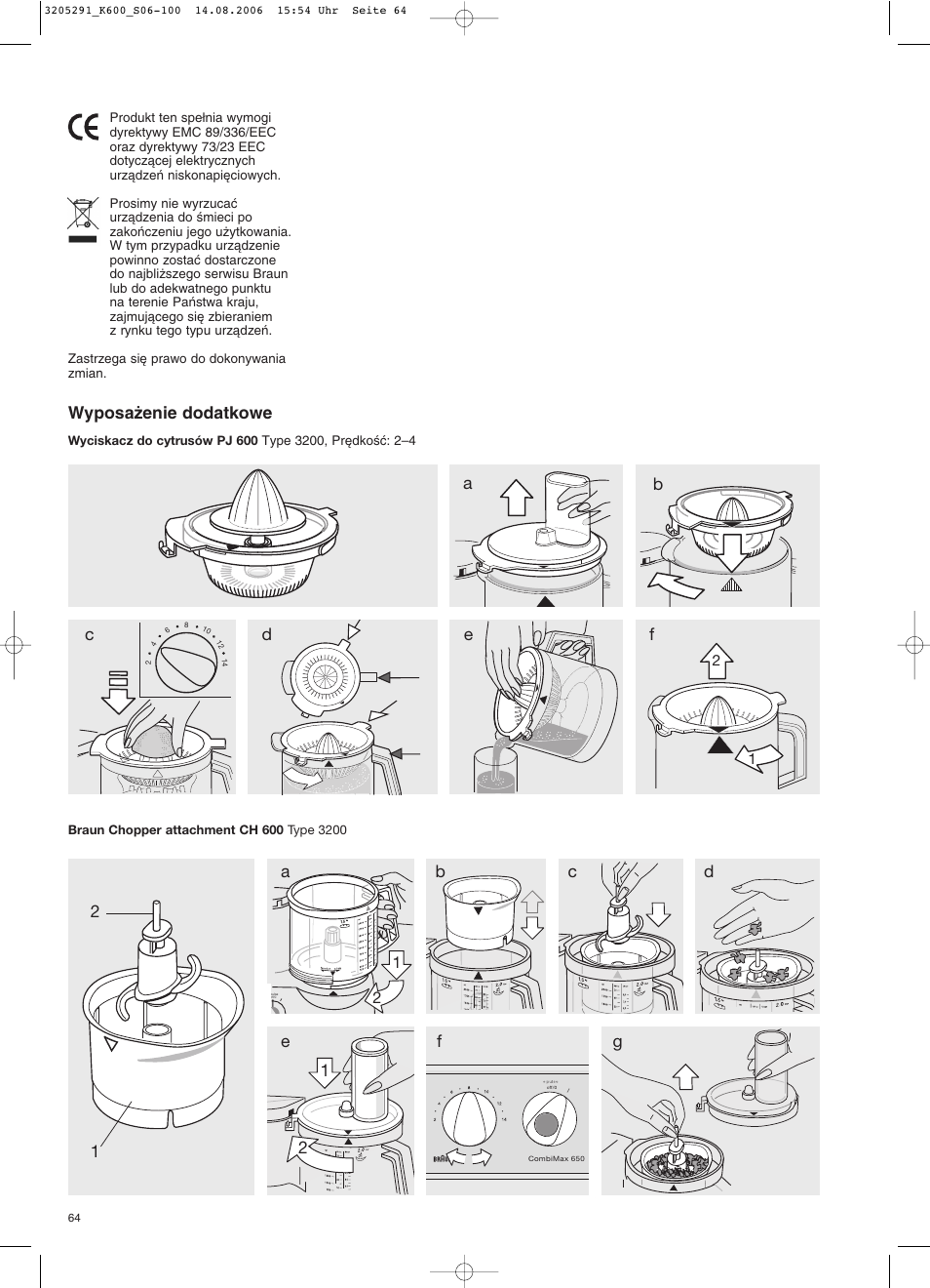 Wyposa˝enie dodatkowe | Braun CombiMax 650 User Manual | Page 63 / 95