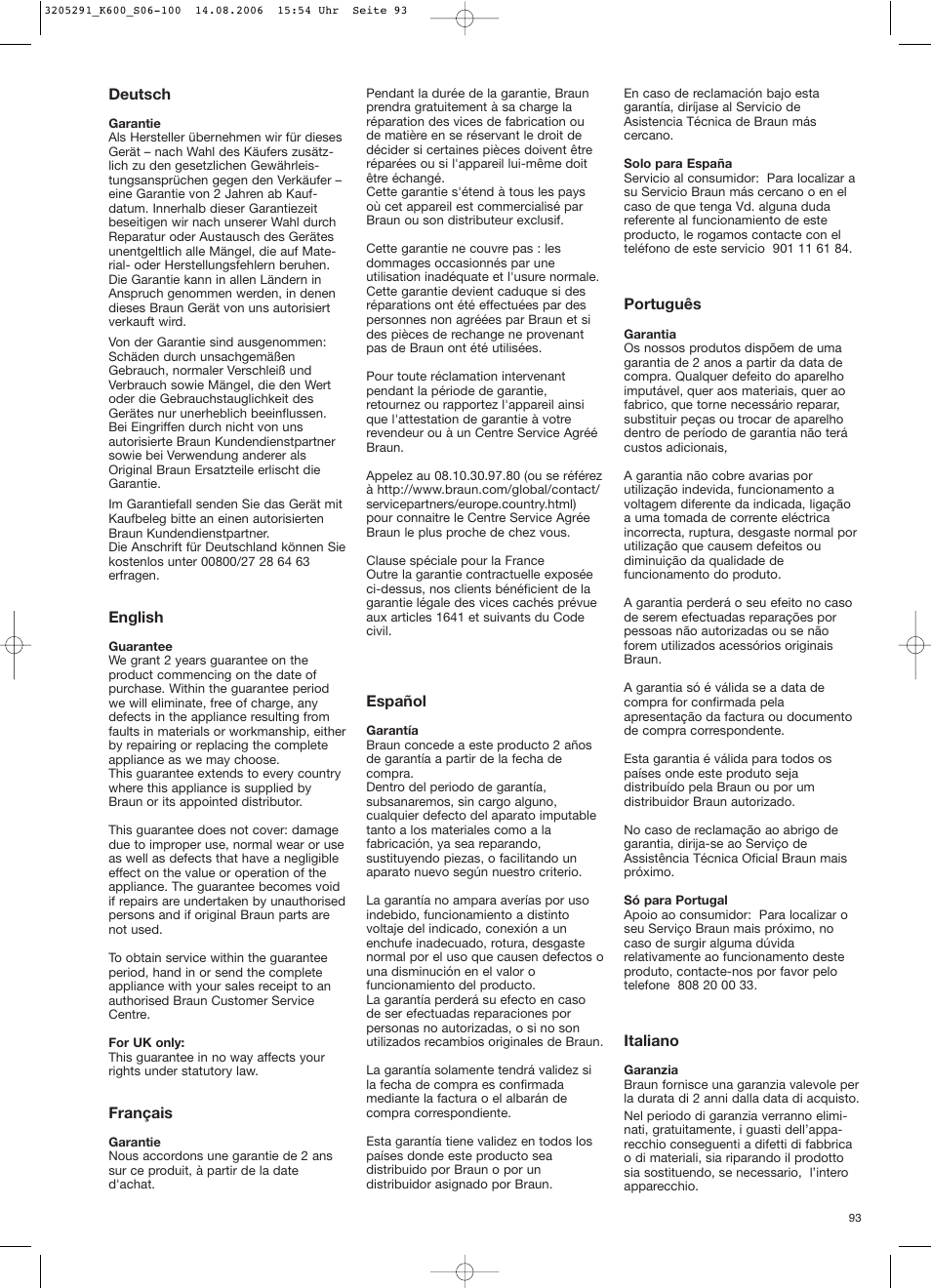 Braun CombiMax 650 User Manual | Page 92 / 95