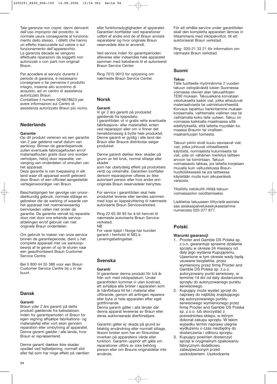 Braun CombiMax 650 User Manual | Page 93 / 95