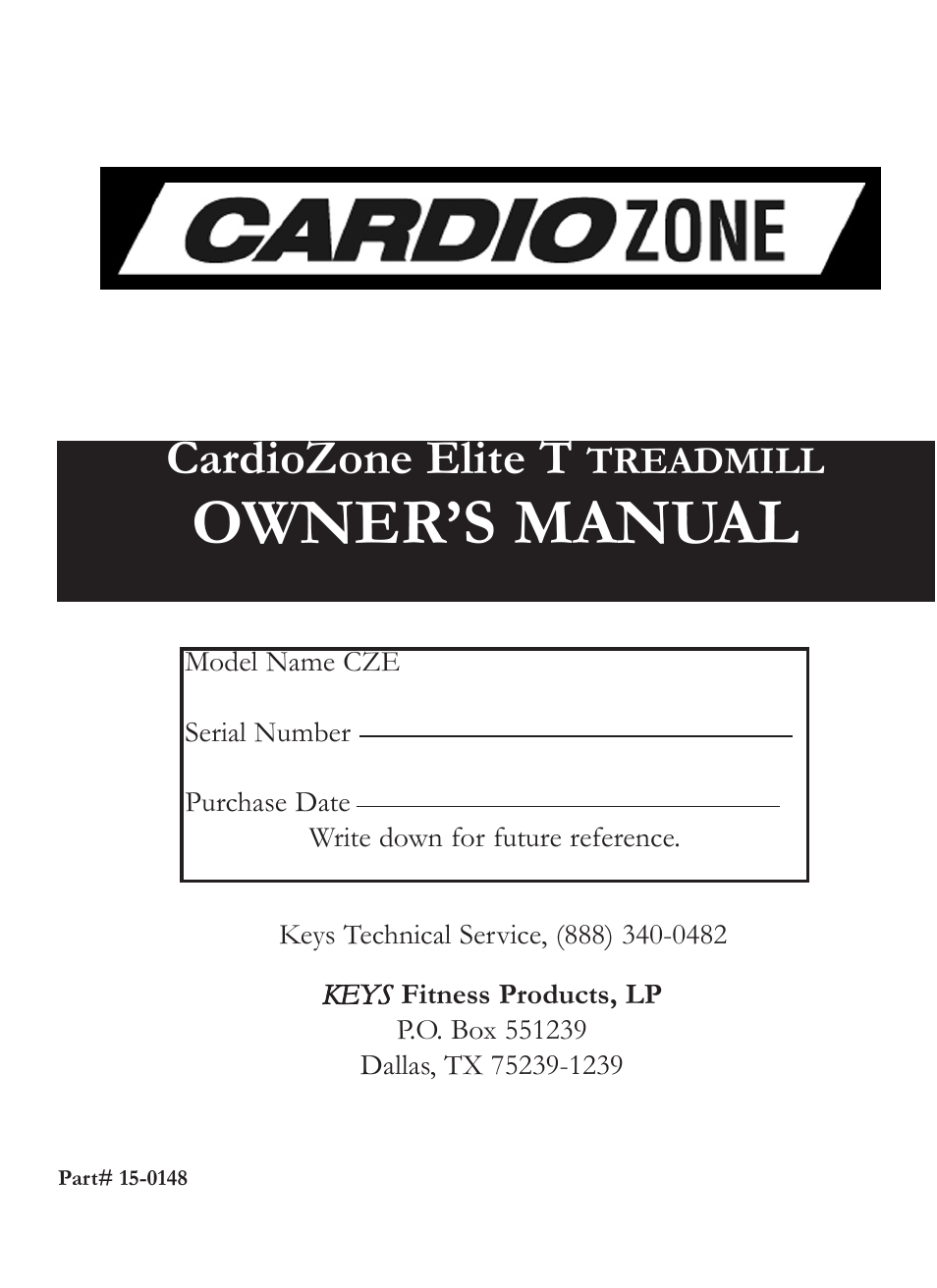 Keys Fitness CardioZone CZE User Manual | 20 pages