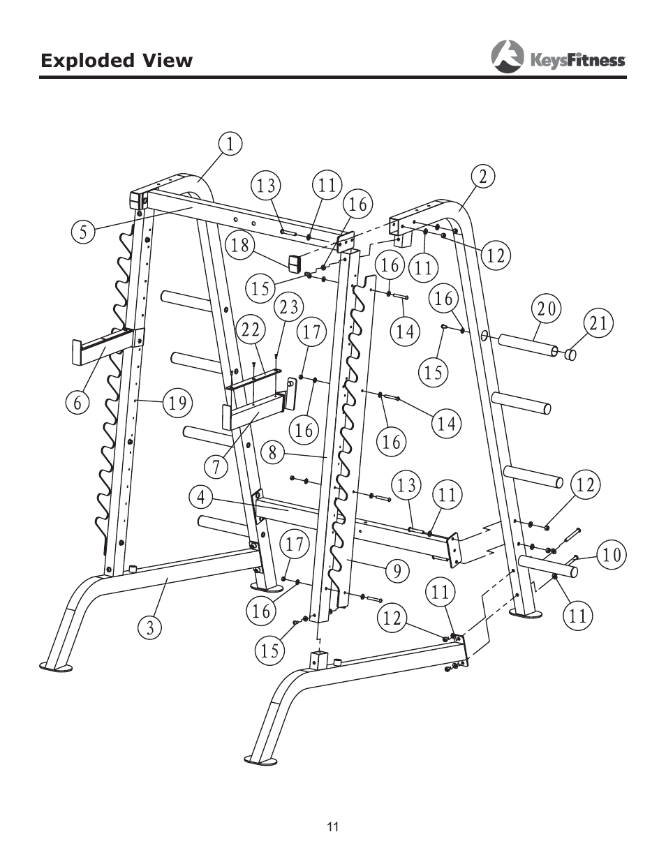 Exploded view | Keys Fitness KF-HC User Manual | Page 11 / 13