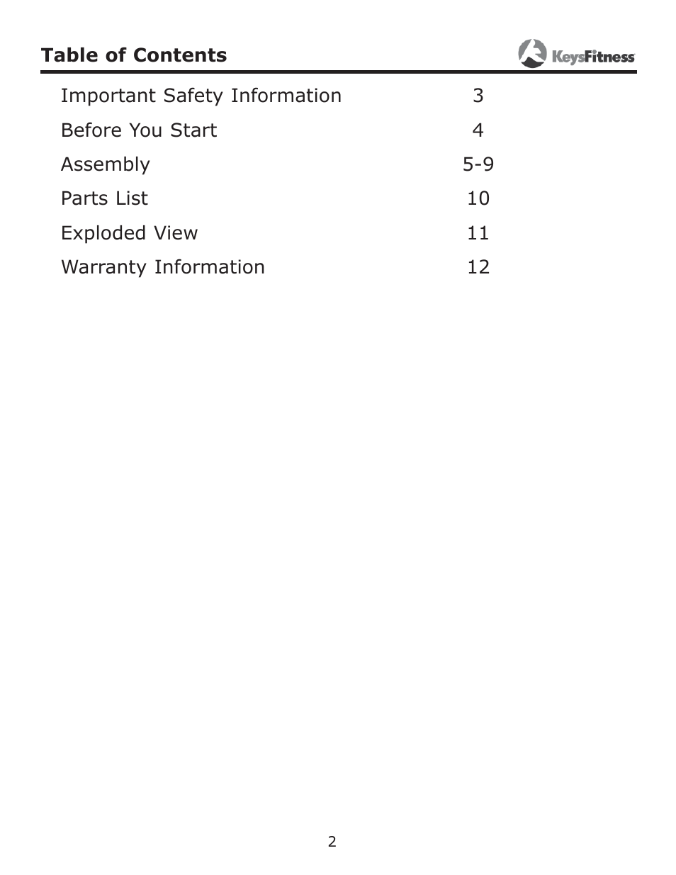 Keys Fitness KF-HC User Manual | Page 2 / 13
