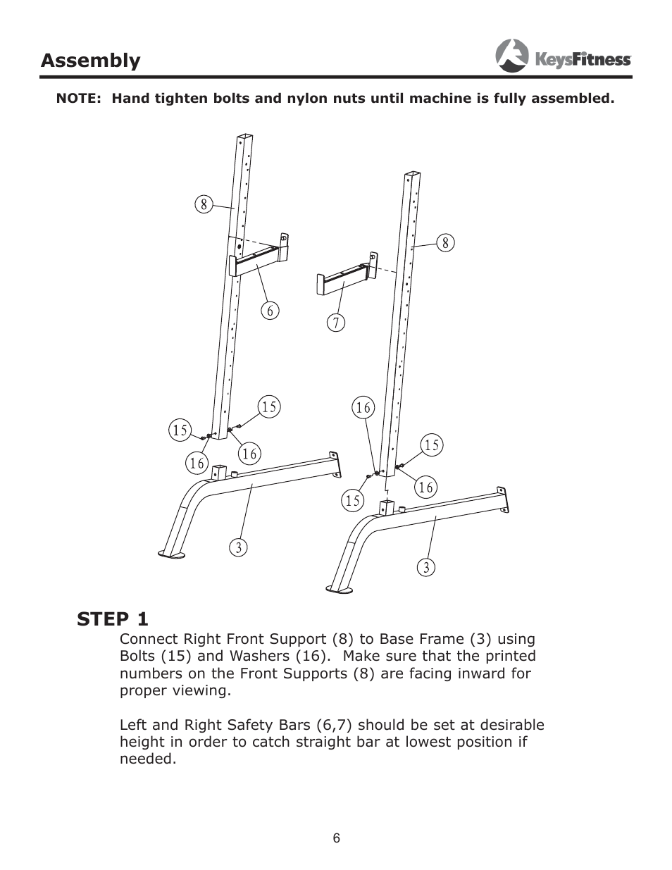 Assembly step 1 | Keys Fitness KF-HC User Manual | Page 6 / 13