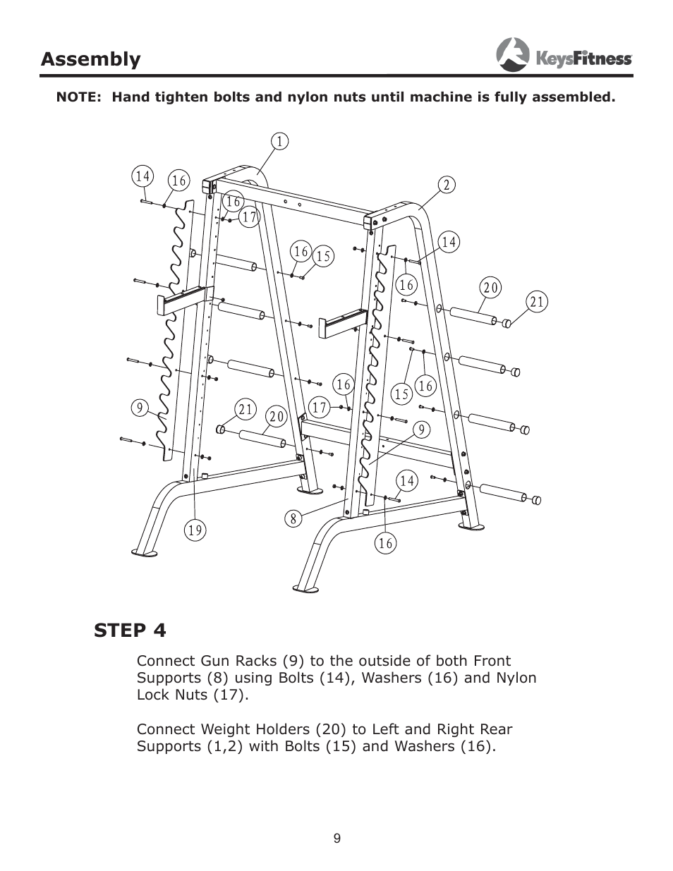 Step 4, Assembly | Keys Fitness KF-HC User Manual | Page 9 / 13