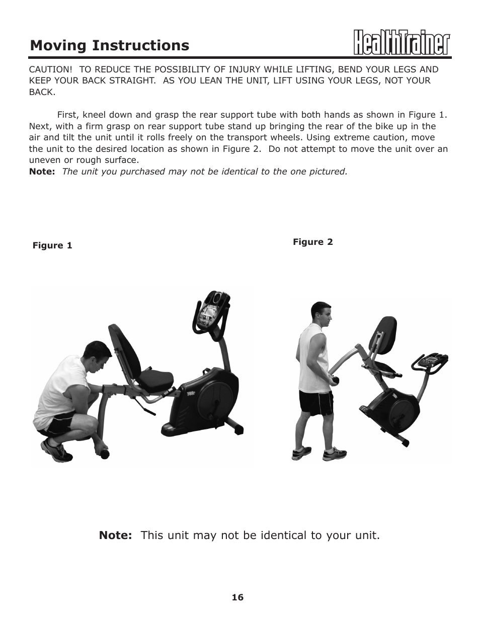 Moving instructions | Keys Fitness HT440R User Manual | Page 16 / 21