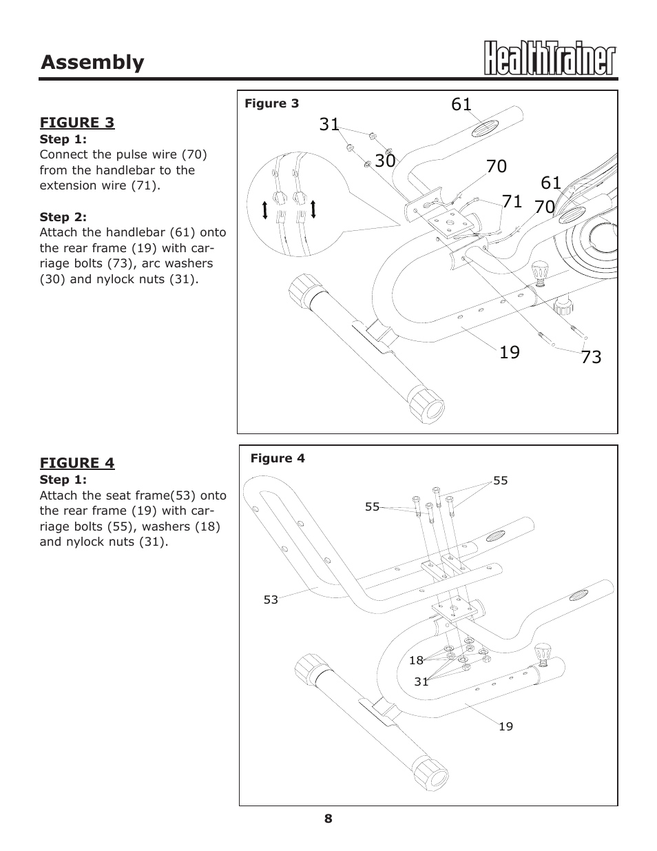 Assembly | Keys Fitness HT440R User Manual | Page 8 / 21