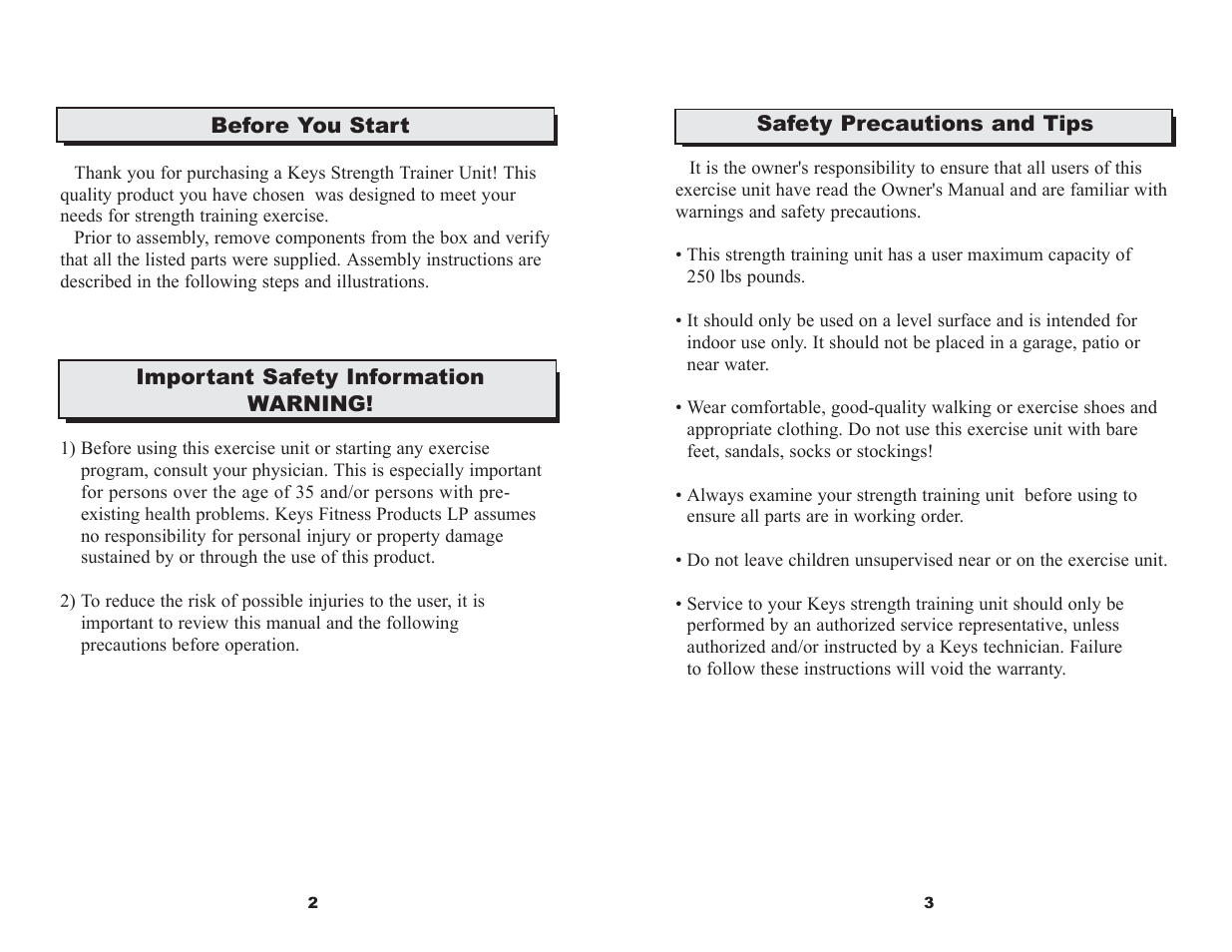 Keys Fitness Power Tower ST-PT Series User Manual | Page 3 / 11
