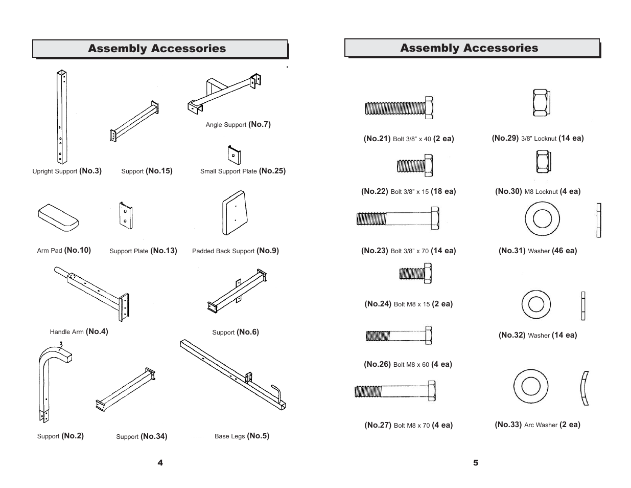 Assembly accessories | Keys Fitness Power Tower ST-PT Series User Manual | Page 4 / 11