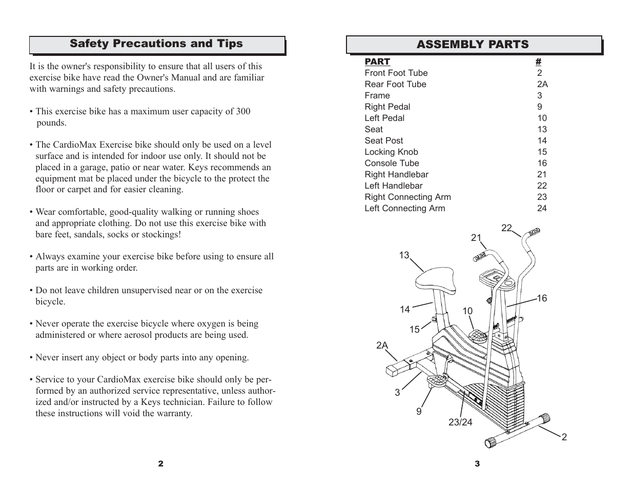 Keys Fitness Dual Action Bike CardioMax 535 User Manual | Page 3 / 12