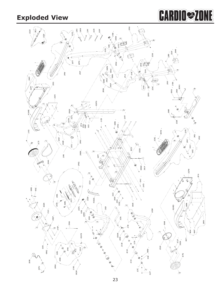 Exploded view | Keys Fitness CARDIOZONE E-CZ200 User Manual | Page 23 / 28