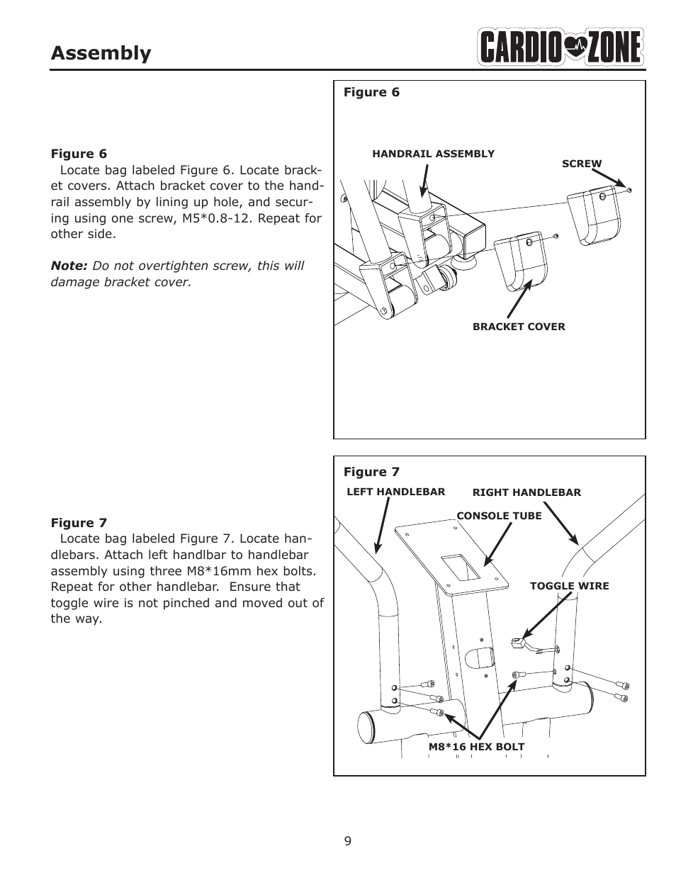 Assembly | Keys Fitness CARDIOZONE E-CZ200 User Manual | Page 9 / 28