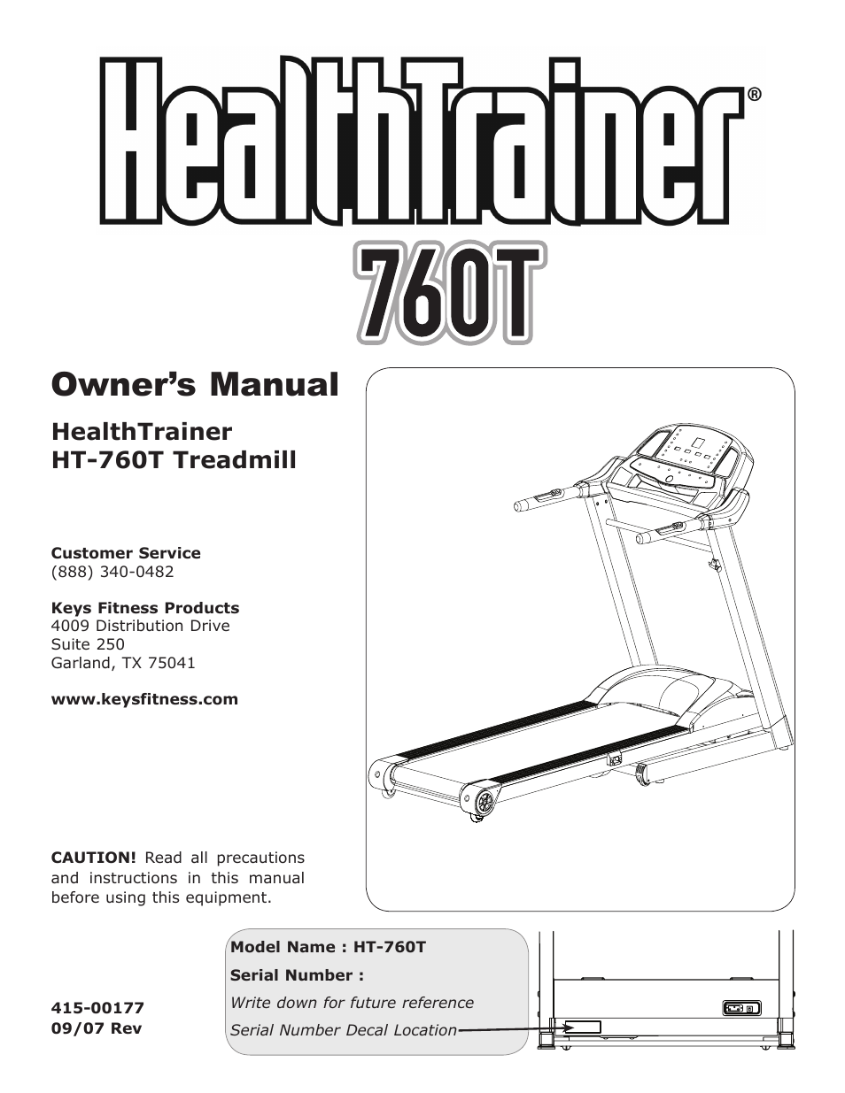 Keys Fitness HealthTrainer HT-760T User Manual | 35 pages