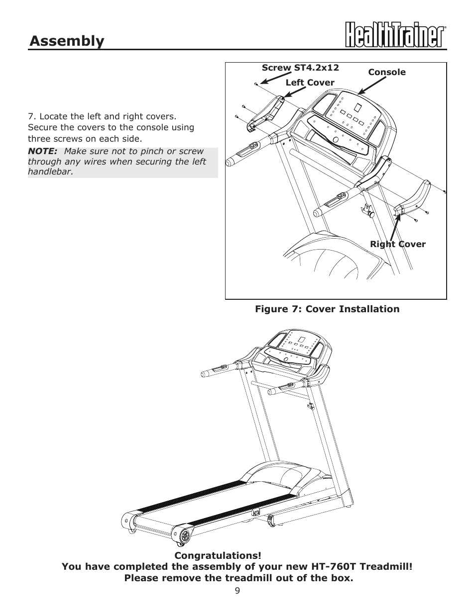 Assembly | Keys Fitness HealthTrainer HT-760T User Manual | Page 9 / 35