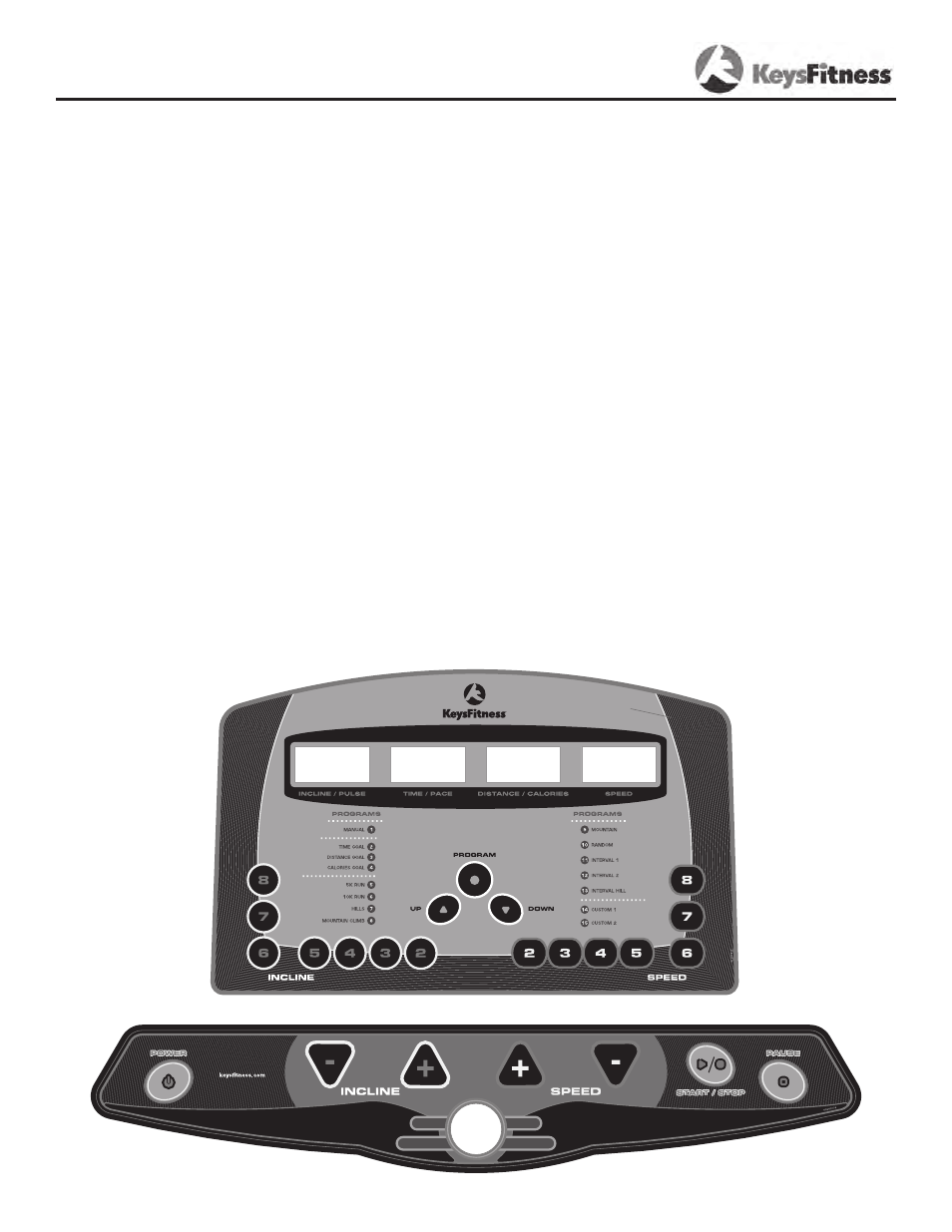 Console instructions | Keys Fitness KF-2-5T User Manual | Page 13 / 36