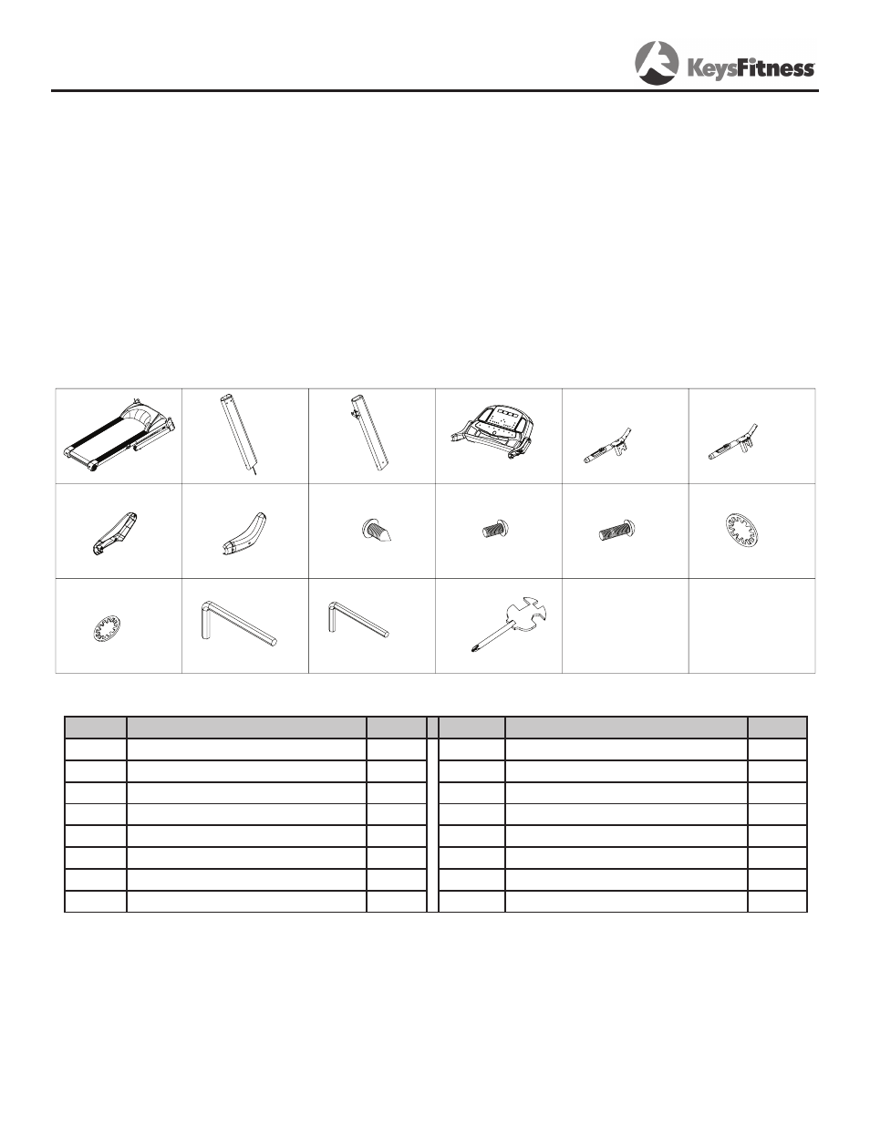 Assembly: parts identifier | Keys Fitness KF-2-5T User Manual | Page 5 / 36