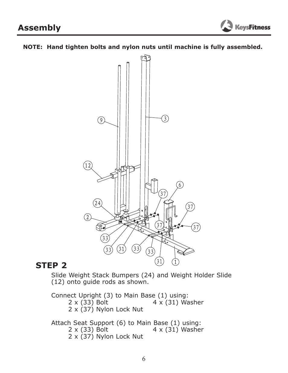 Step 2, Assembly | Keys Fitness KF-LATM User Manual | Page 6 / 13