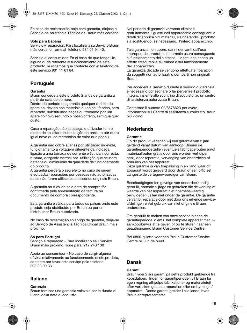 Braun KMM 30 User Manual | Page 19 / 24