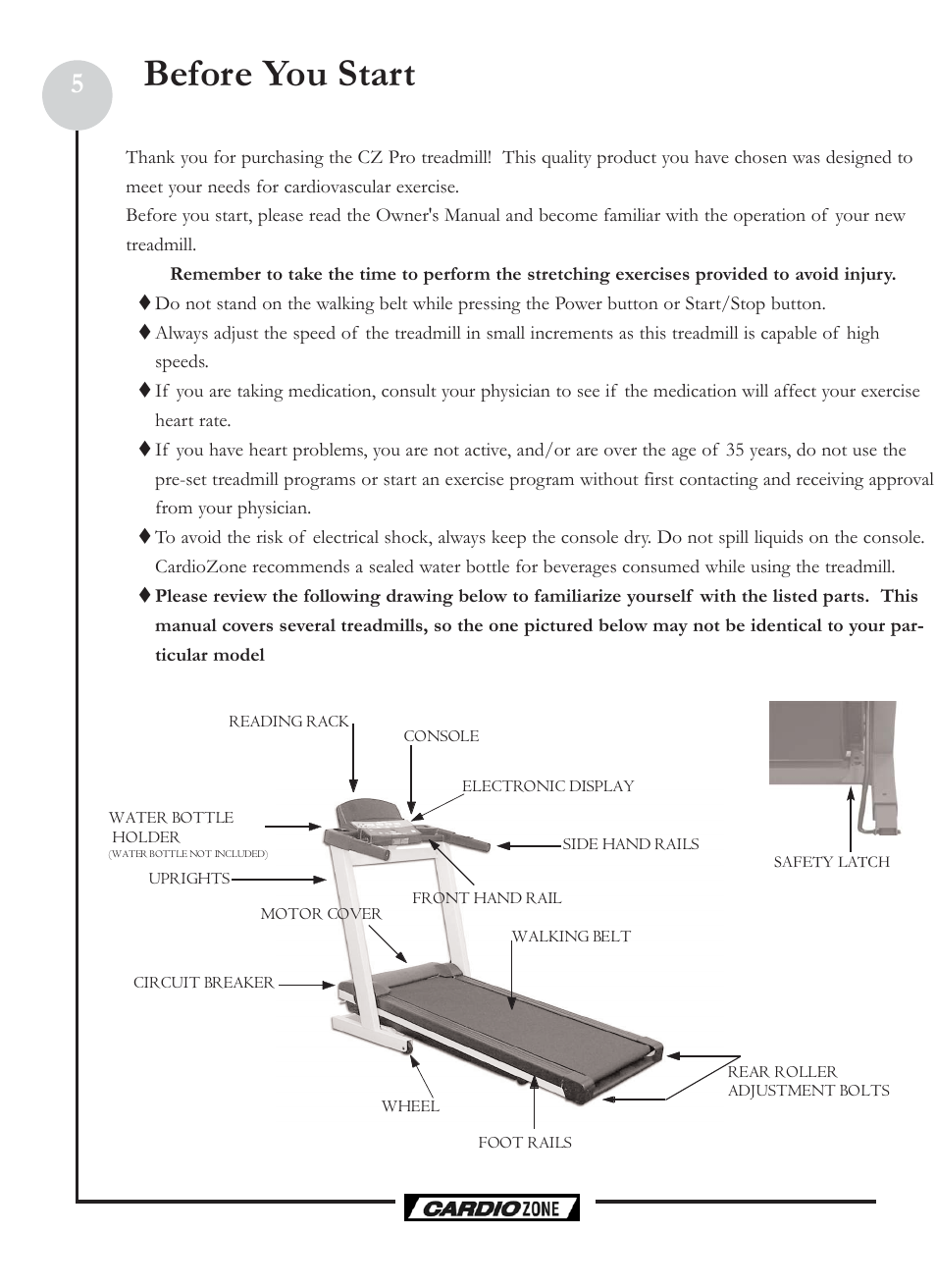 Before you start | Keys Fitness CardioZone CZ PRO User Manual | Page 5 / 20
