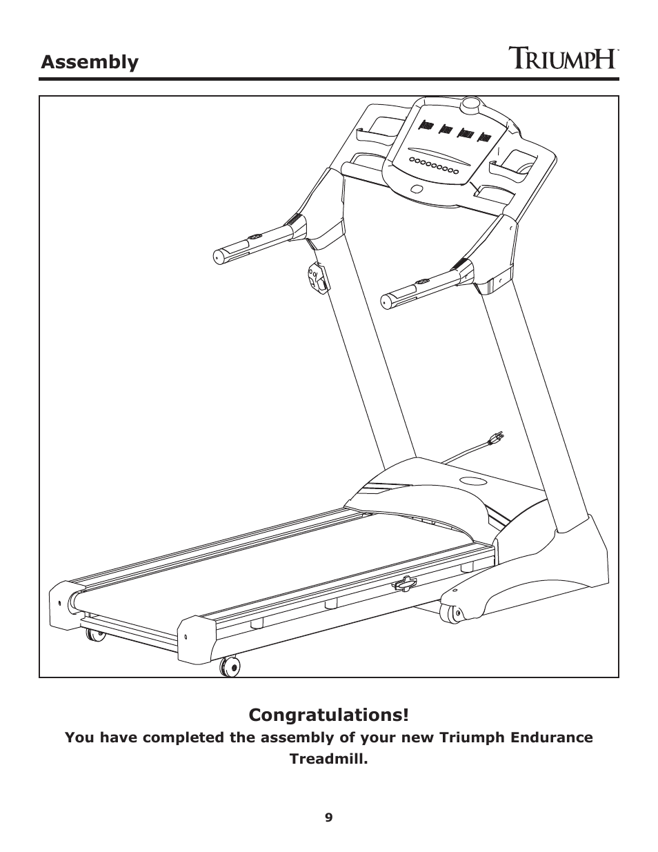 Assembly | Keys Fitness Treadmill TRI-ENDURANCE User Manual | Page 9 / 29