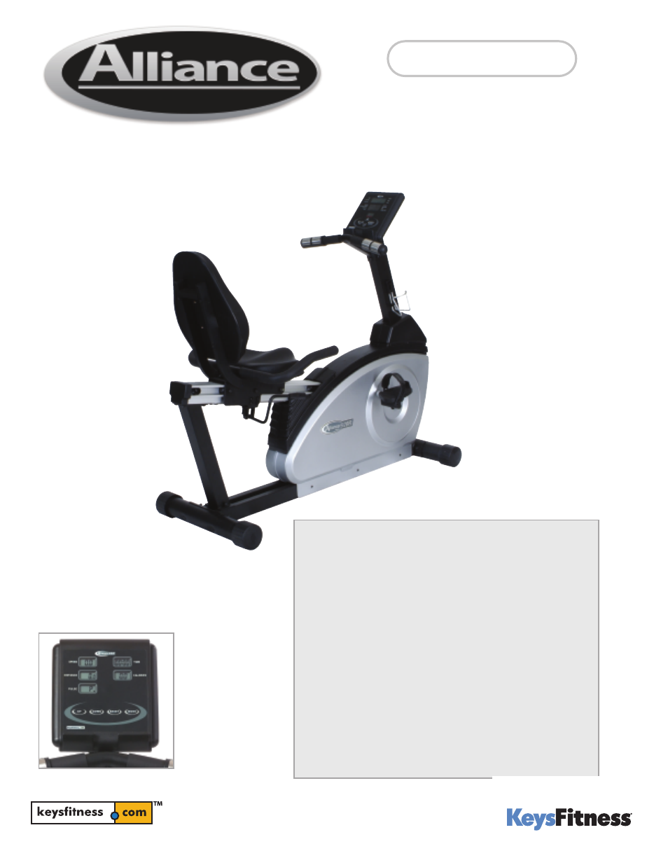 Keys Fitness Recumbent Bike AB920R User Manual | 1 page