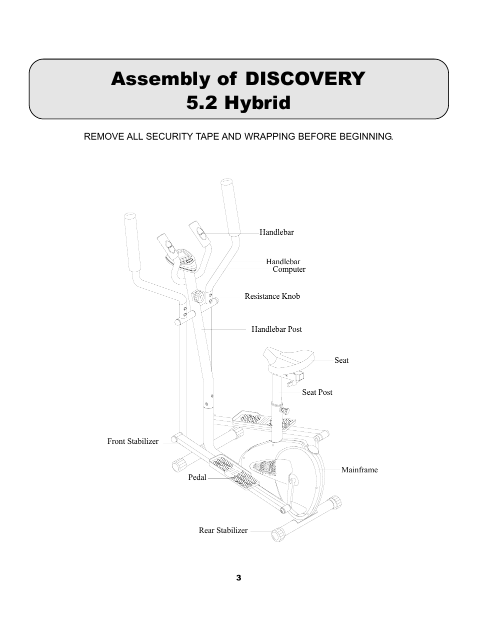 Assembly of discovery 5.2 hybrid | Keys Fitness Discovery 5.2 Hybrid User Manual | Page 4 / 15