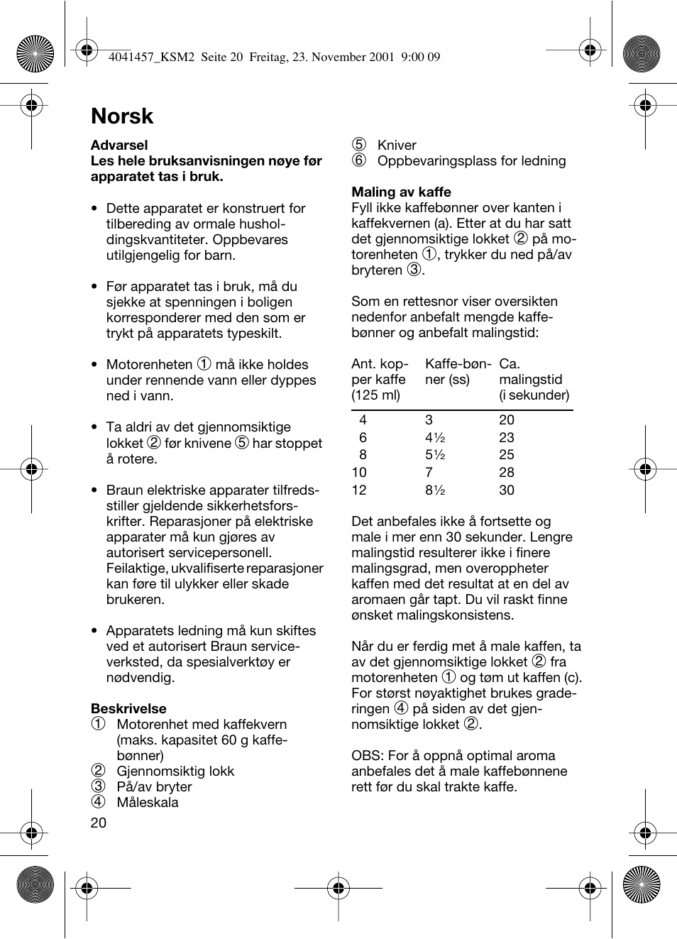 Norsk | Braun KSM 2 User Manual | Page 20 / 46