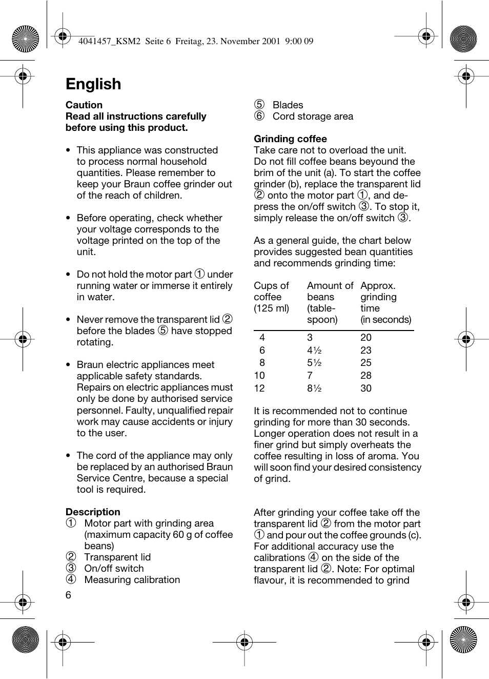 English | Braun KSM 2 User Manual | Page 6 / 46