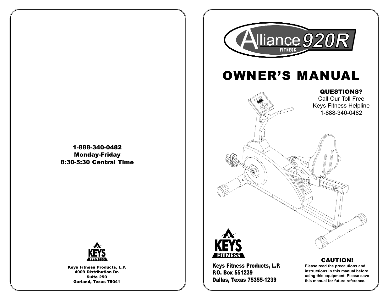Keys Fitness 920R User Manual | 12 pages