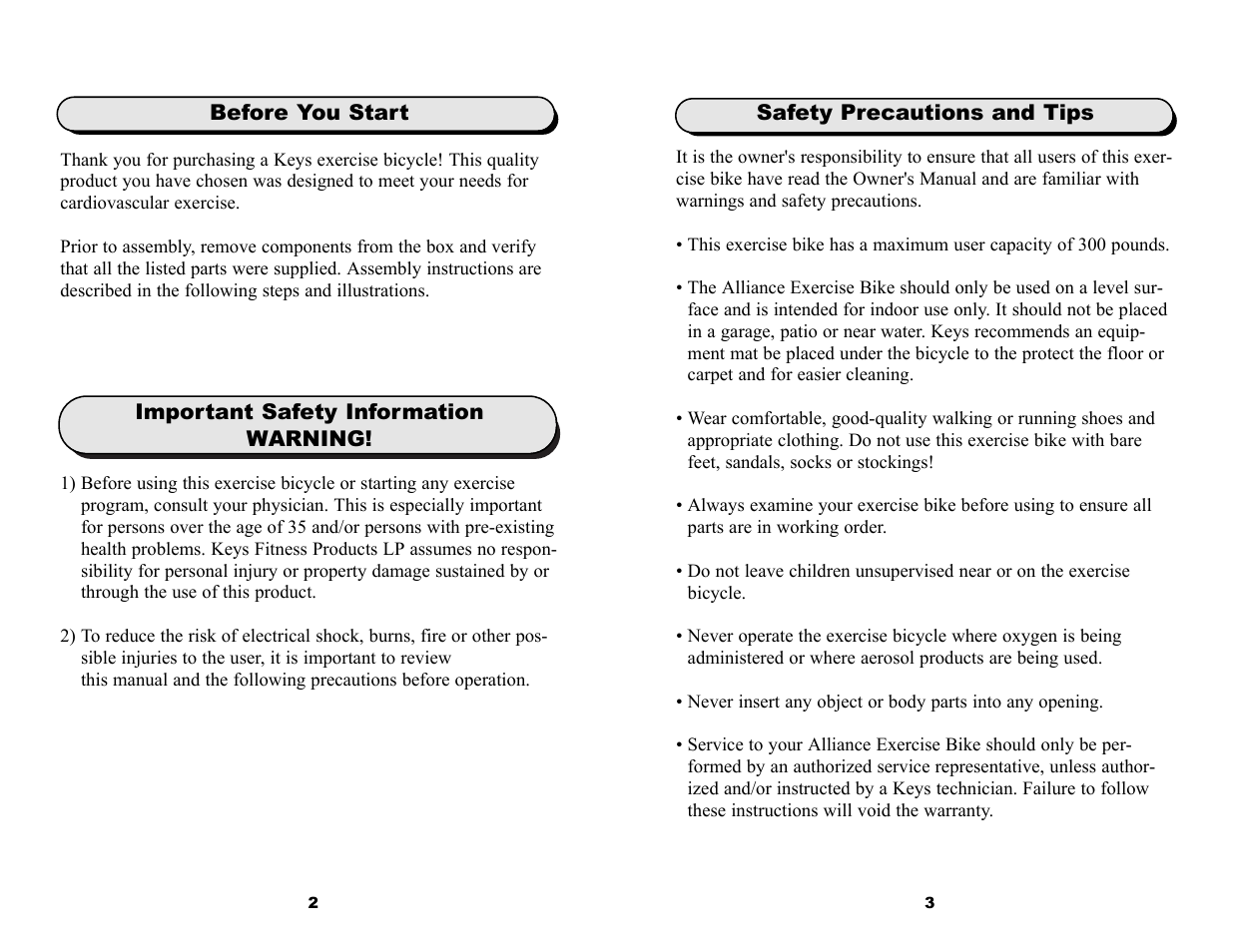 Keys Fitness 920R User Manual | Page 3 / 12