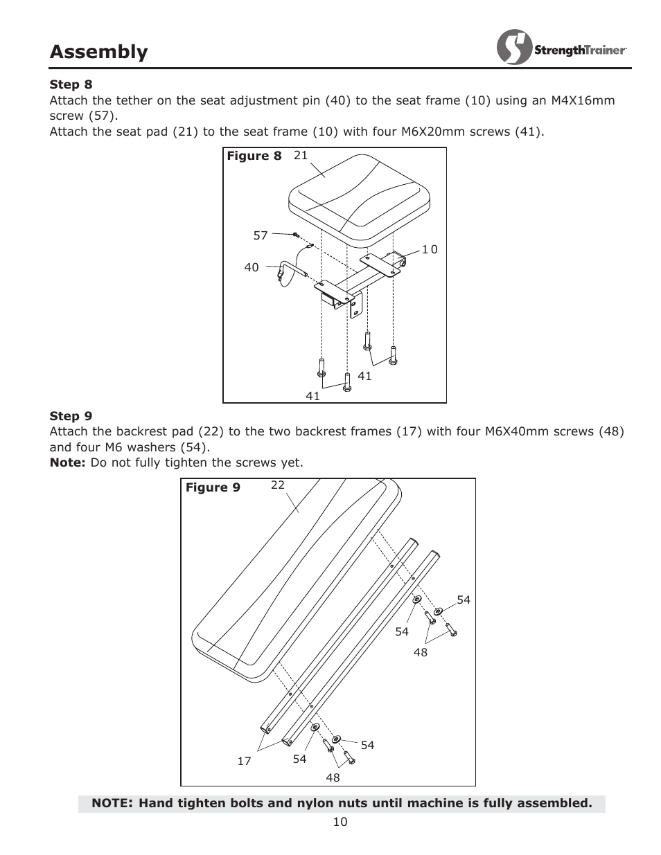 Assembly | Keys Fitness ST-IB User Manual | Page 10 / 28