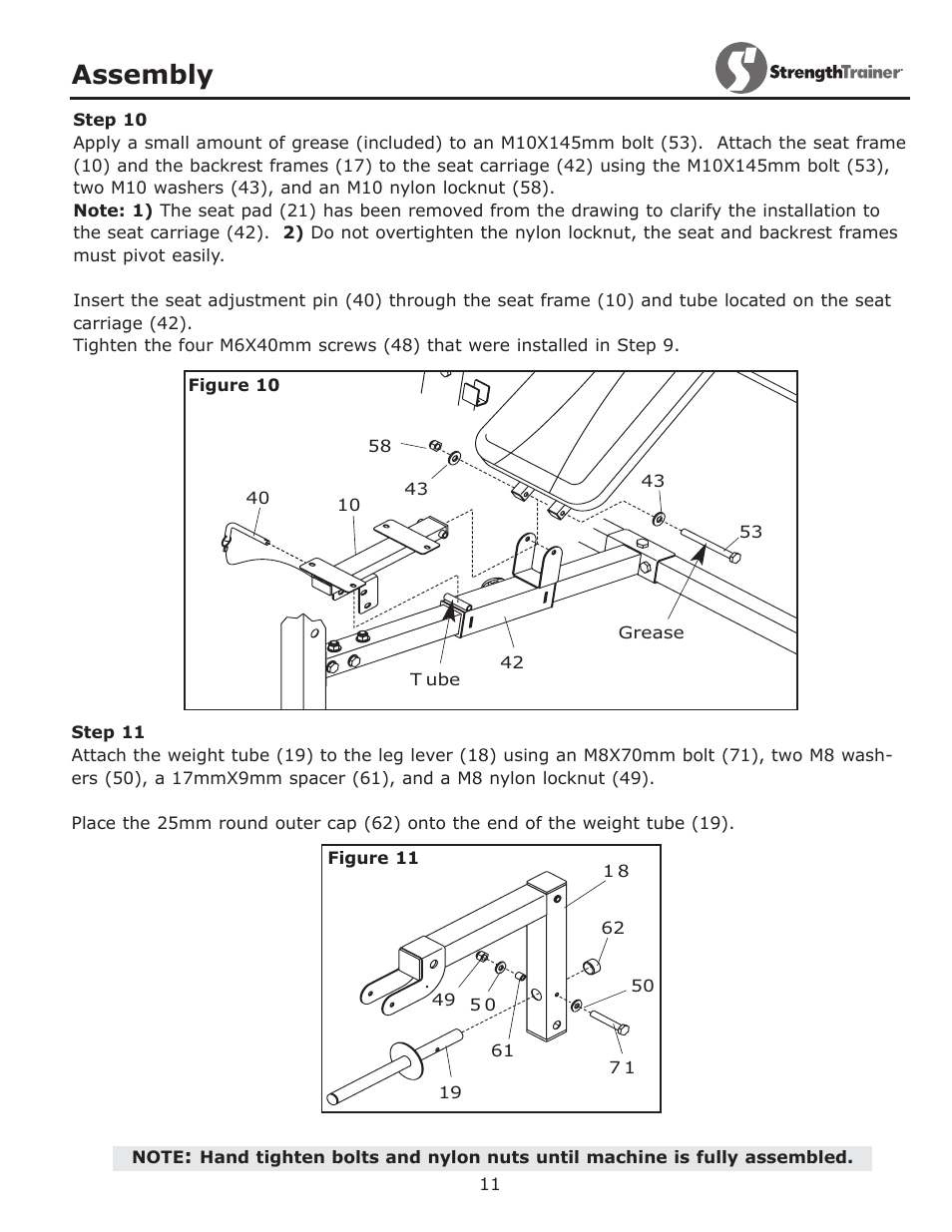 Assembly | Keys Fitness ST-IB User Manual | Page 11 / 28