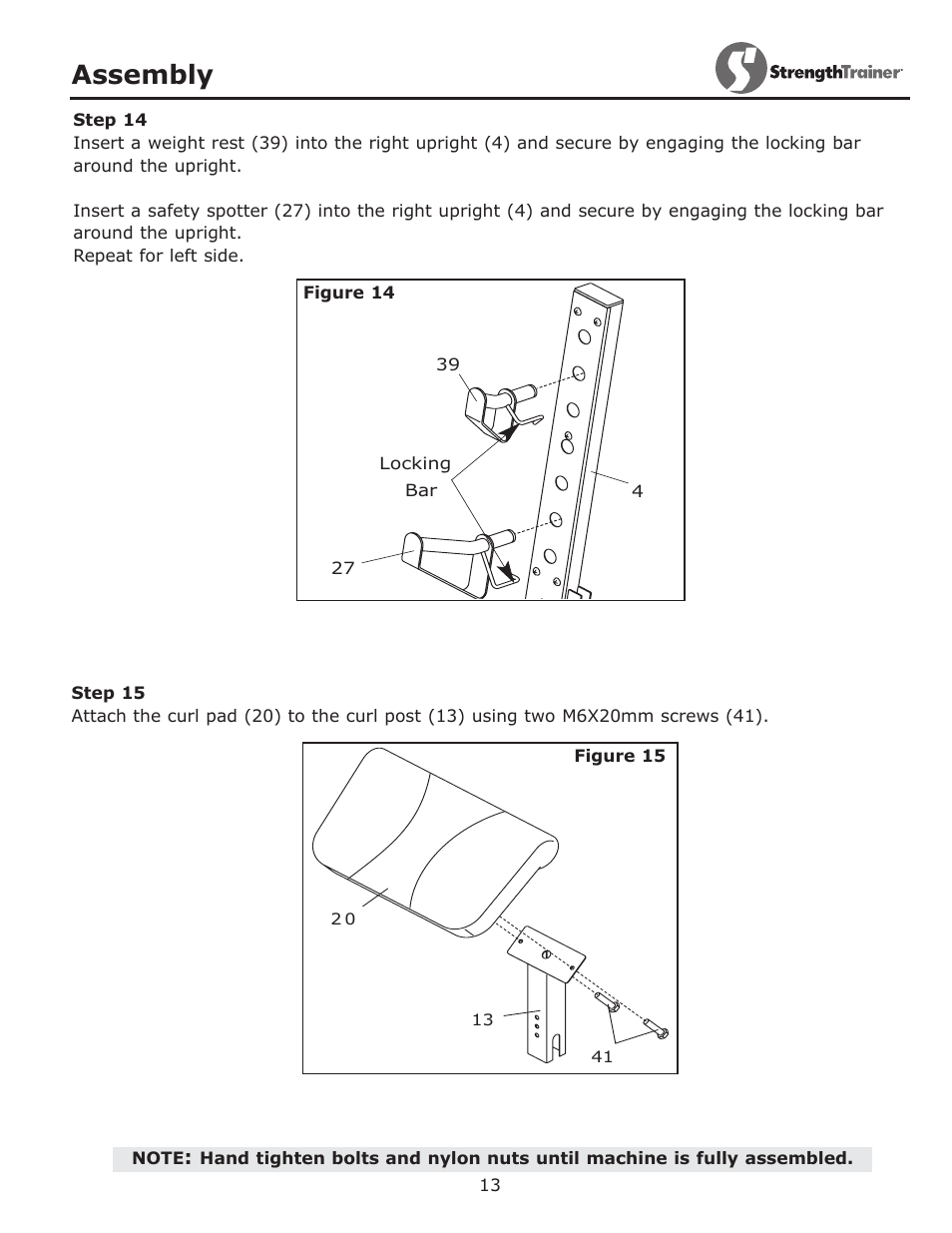 Assembly | Keys Fitness ST-IB User Manual | Page 13 / 28