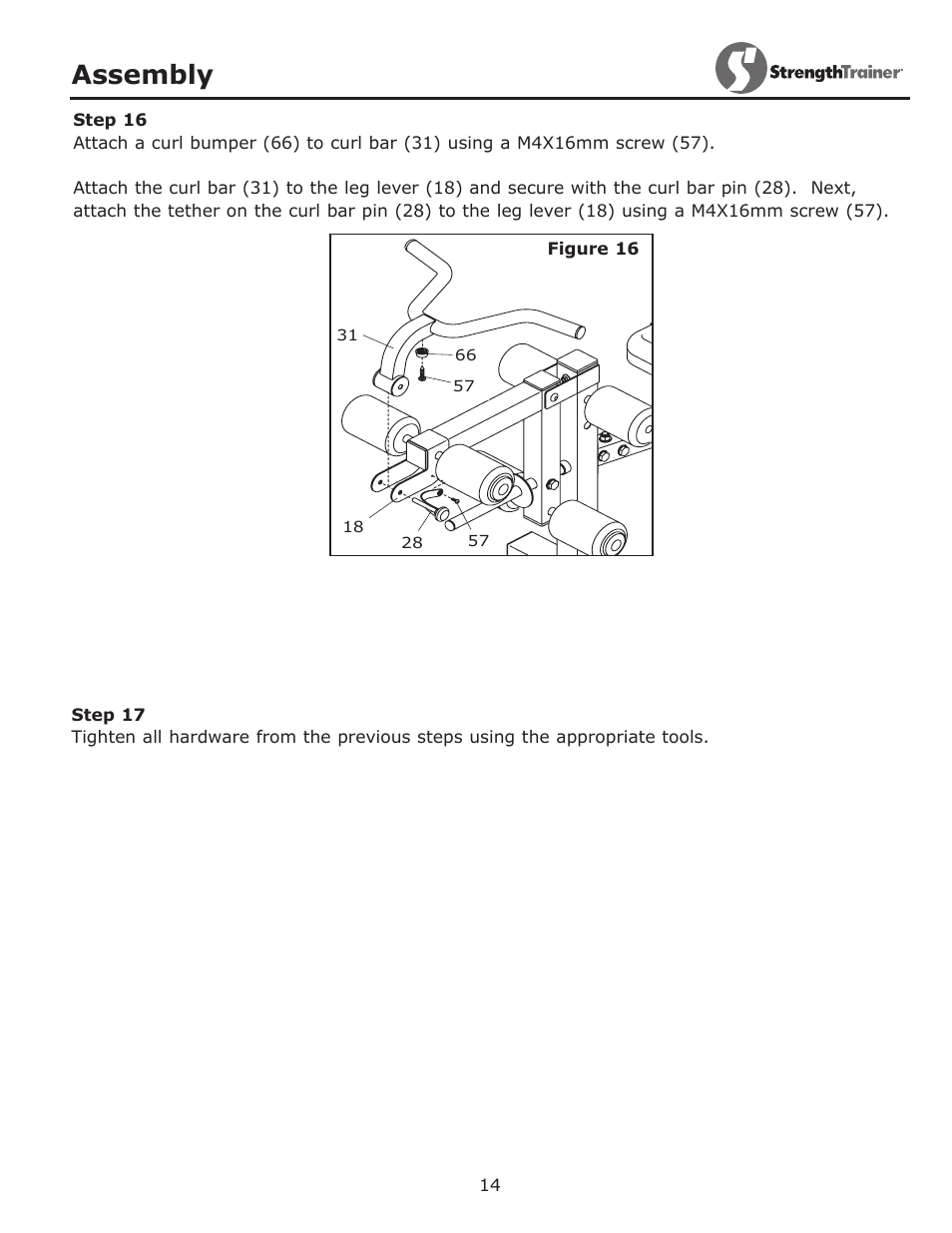 Assembly | Keys Fitness ST-IB User Manual | Page 14 / 28