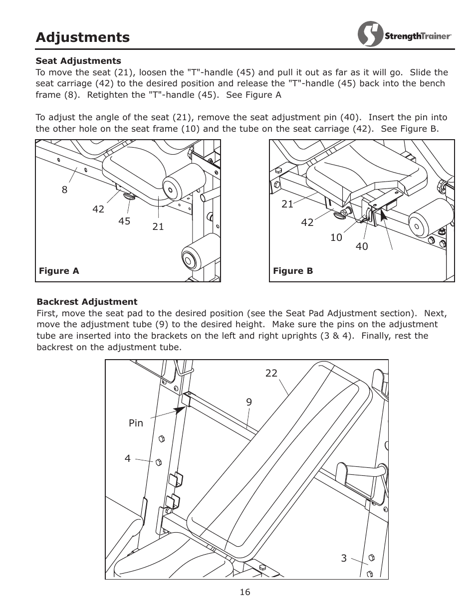 Adjustments | Keys Fitness ST-IB User Manual | Page 16 / 28